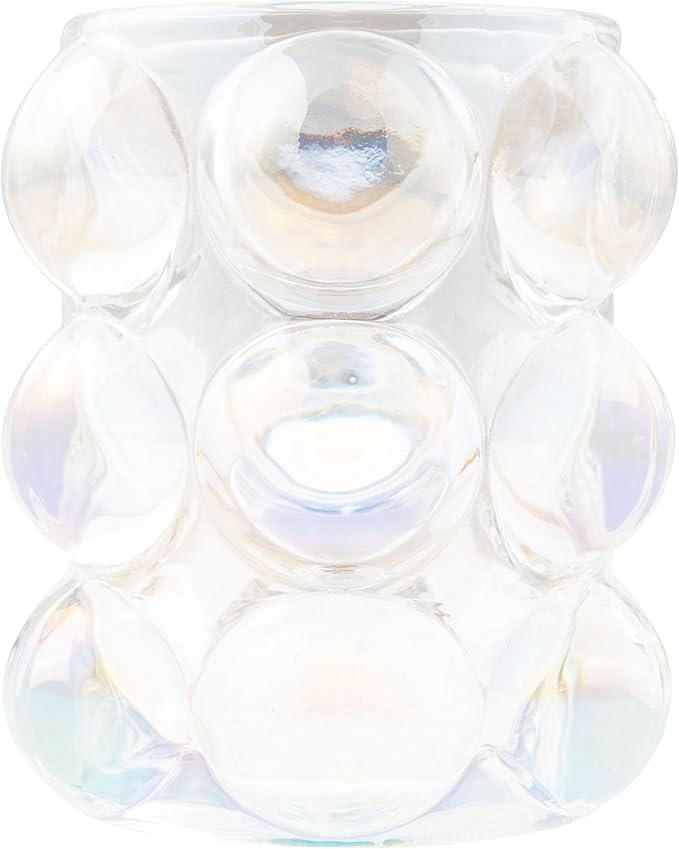 Karma, Lucia Hobnail Votive, Tea Lights Candle Holder, Glass Votive Candle Holders for Table Decorations, Baby Shower, Birthday Party, Weddings and Home Decor, Iridescent (Pack of 3)