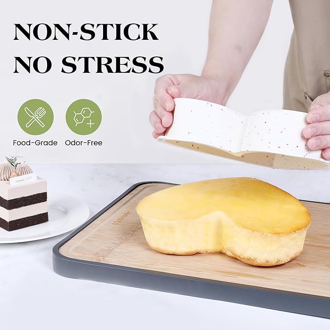 8 Inch Heart Shaped Silicone Cake Pans Set of 3, Large Nonstick Heart Baking Molds for Oven and Air Fryer, Food Grade Easy Release Heart Pan for Birthday Wedding Gift (Cream)