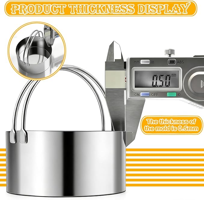 Cookie Cutters (5 Pieces/Set),Round Biscuit Cutter Set with Handle and Big Ring, Professional Baking Dough Cutter Tools for Cakes, Sandwiches, Donuts, Dumplings
