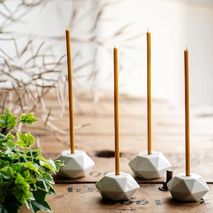Set of 2 Danilovo Taper Candle Holder - Handcrafted, Sturdy Ceramic Thin Candlesticks Holder - Ideal Luxury White Home Decor for Any Occasion