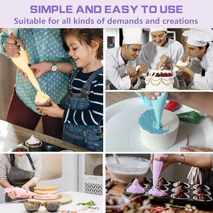 firstake Large Piping Bags 100pcs - 16 Inch Disposable Piping Bags and Tips Set, Thickened Plastic Piping Bags, Clear Piping Bags, Large Icing Piping Bags for Deviled Eggs, Cookies and Cake Decorating