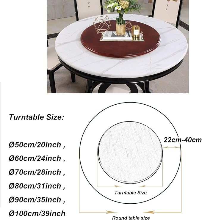 Lazy Susan Turntable 50cm~100cm Round Wooden Rotating Serving Plate For Dining Table, Large Rotating Tray For Serving Dishes, Easy Share All Food, Table Top Service Tray (Color : B, Size : Ø70cm(28i