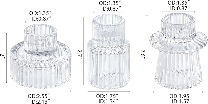Vixdonos Glass Candlestick Holders Tealight Candle Holders for Table Centerpieces, Wedding Decor and Dinner Party (6 Pcs, Clear)