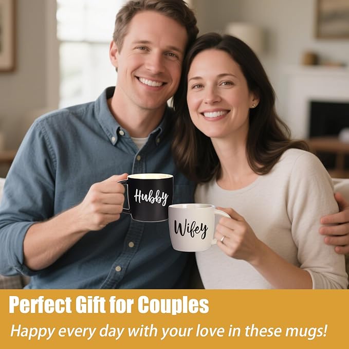 Wedding Gifts for Couples 2026, Wifey Hubby Mugs Set of 2 Coffee Mug, Bridal Shower Gift, Mr and Mrs Coffee Mug, Wedding Couples Gift for Bride Groom，Engagement Gifts