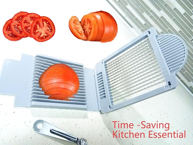 Tomato Slicer,Stainless Steel Tomato Cutter Dedicated Tomato Slicing Tool Portable and Easy Work for Hamburger Salad Tomato Slices