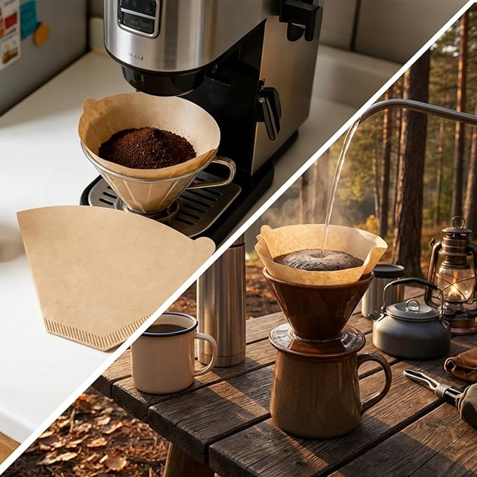 #4 Cone Coffee Filters 200 Count, Unbleached Natural Paper 8-12 Cup, Disposable for Pour Over Drip Coffee Makers