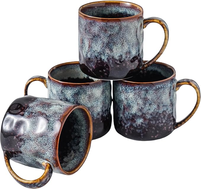 Ceramic Coffee Mugs - 12 Ounces Ceramic Mugs - Tea Cups with Handle - Funny Cappuccino Cups - Dishwasher Safe, Set of 4