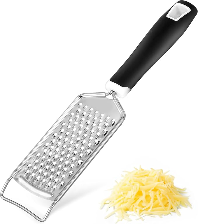 Handheld Cheese Grater & Cheese Shredder – Stainless Steel, Rust-Proof, Non-Slip Handle, Durable Flat Grater for Parmesan, Chocolate, Spices, Vegetables & More – Multi-Purpose & Easy to Clean.