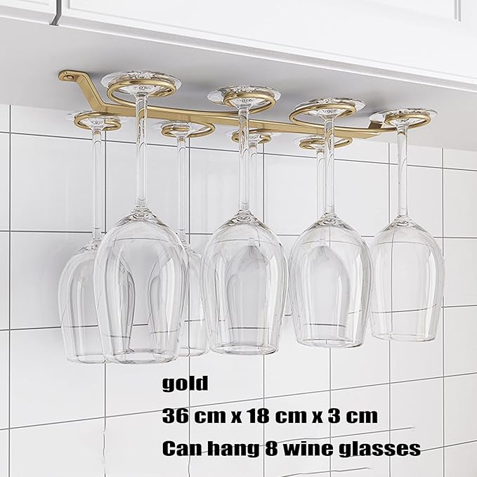 Under Cabinet Wine Glass Holder Iron 12 Hooks, Black Wire Hanging Rack, Storage Hanger Organizer, Space Saving, With 6 Hooks For Multiple Uses, Easy To Install