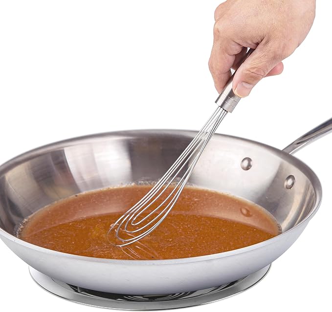 PrepWorks 10 Inch Fat Whisk - Stainless Steel Whisk for Mixing, Beating, and Stirring Sauces, Batter, and More