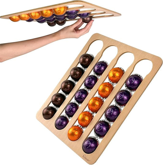 Adhesive Coffee Pod Holder for Nespresso Vertuo Line, Coffee Pod Storage, Holds 20 Pods, Vertical or Horizontal Mount, Large (one pack)