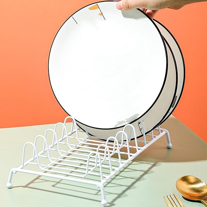 Dish Drying Rack, 11 x 6in Small Dish Rack for Kitchen Counter Metal Kitchen Plate Storage Drainer Utensil Holder Display Racks for Cabinet