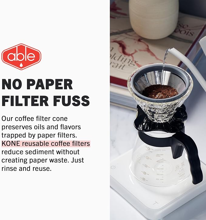 Able KONE MINI for Hario V60 02: Reusable Stainless Steel Coffee Filter