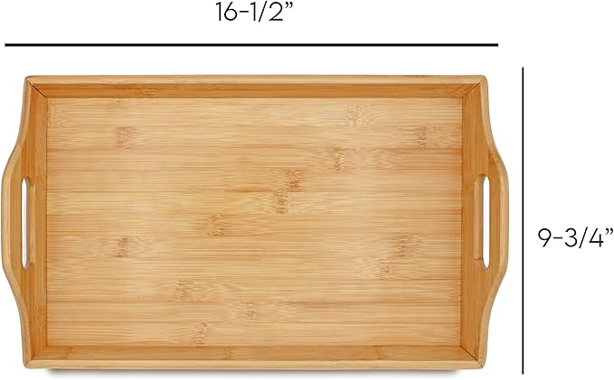 Personalized Bamboo Wood Serving Tray with Handles, Engraved Wooden Trays, Wedding Gifts, Housewarming Gifts (Elena & Tom)