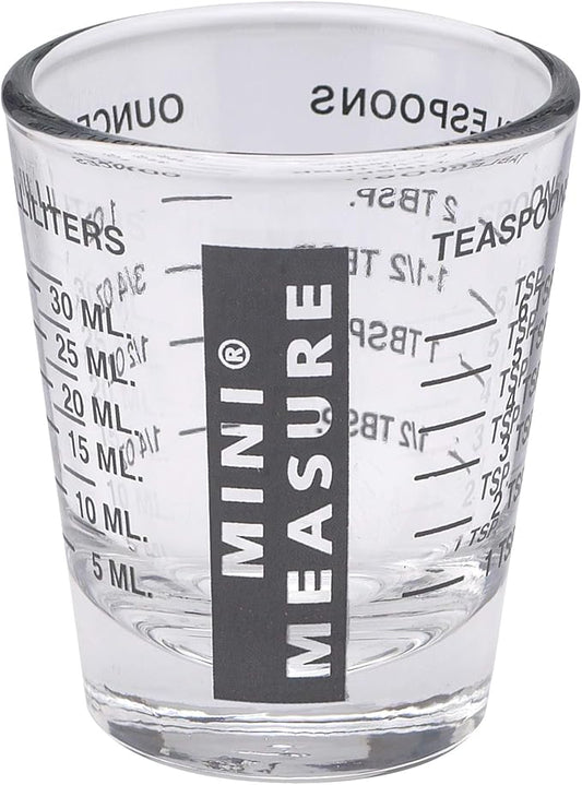 Kolder Mini Measure Heavy Glass, 20-Incremental Measurements Multi-Purpose Liquid and Dry Measuring Shot Glass, Black