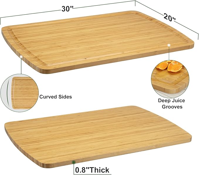 30x20 Stove Top Cover, Bamboo Wood Noodle Board Stove Cover for Gas Stove, Extra Large Cutting Board for Kitchen, Stove Top Cutting Board
