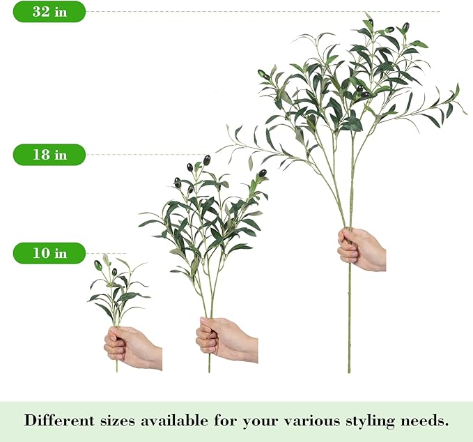 100PCS 10in Faux Olive Leaves Stems Bulk Artificial Olive Branches Bundles Greenery Plants for Small Vase Tabletop Party Activities Greenery Decor Home Office Wedding (Vase Not Included)