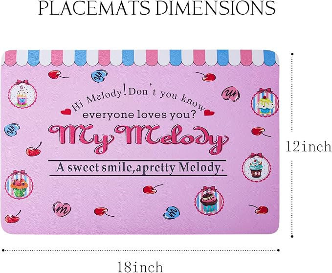 Placemats Set of 4-Waterproof Heat Resistant Non-Slip Washable Table Mats for Dining Table,12 x 18 inch Pink Sweet