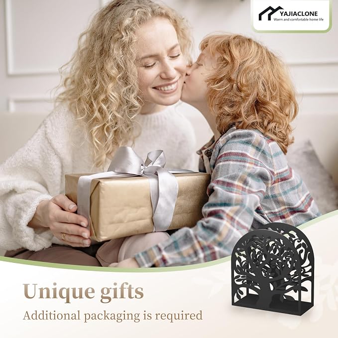 Metal Napkin Holder for Table – Decorative Tree of Life Napkin Holders for Kitchen & Dining Table, Fits Cocktail, Lunch & Guest Paper Napkins, Black Countertop Napkin Holder for Home, Restaurant & Bar