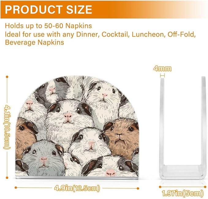 Fustylead Cute Guinea Pig Lovely Animal Napkin Holder for Table Acrylic Vertical Napkin Holders for Paper Napkins Decor Napkin Dispenser for Home Party Dining Cocktail Kitchen Accessories, 2 PC