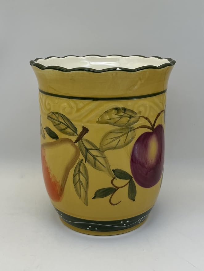 ACK Tuscany Mixed Fruit Hand Painted Ceramic, Utensil Holder, 88439