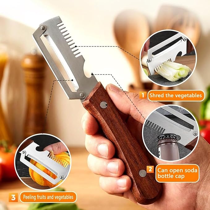Vegetable Peeler, 2026 Upgrade Multifunctional Stainless Steel Peeler, 3 in 1 Vegetable Peeler for Kitchen, Kitchen Gadgets Tool for Fruit Pumpkin Peeling Potato Carrot Veggie Peeler (2Pcs)