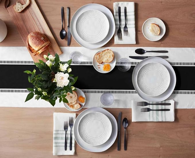 Black and White Stripes Table Runners, Farmhouse Table Runner Dresser Scarves 72 inches Long,Modern Decortaive Table Runner Cover for Dining Coffee Table Holiday Party Wedding