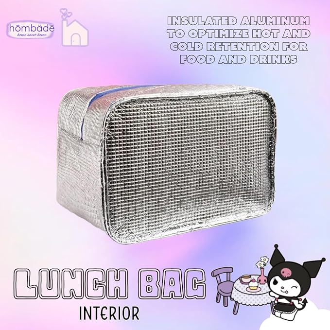 Lunch Bag Cooler Tote Large Insulated Kawaii Leak Proof Food Portable Waterproof Reusable Anime for Work Picnic Travel (Purpleromi)