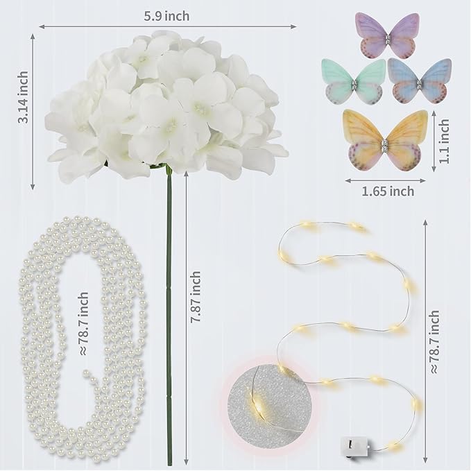 Artificial Hydrangea Flowers Bulk 64PCS Silk Hydrangea Heads with Stems for Table Centerpieces, Wedding Decorations, Floral Arrangements, Home Decor, Party Decorations