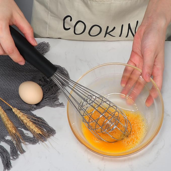12-Inch Balloon Whisk (4 Pack), Stainless Steel Wire Whisks for Cooking, Classic Egg Beater Manual Mixer for Blending, Whisking, Beating and Stirring