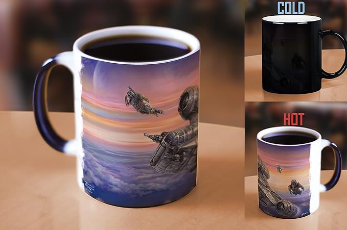 Morphing Mugs Star Wars – The Mandalorian – Razor Crest – The Escort – Thomas Kinkade Studios - One 11 oz Color Changing Ceramic Mug – Image Revealed When HOT Liquid Is Added! MMUG1222