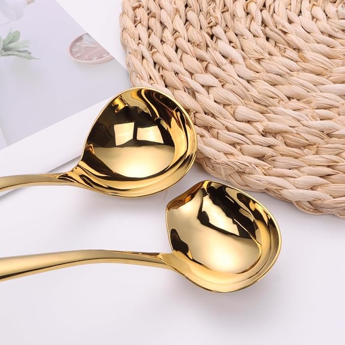 1-Piece Sauce Ladle and 1 Piece Gravy Ladle, 1 Oz., 18/10 Stainless Steel, Gold, Dishwasher Safe