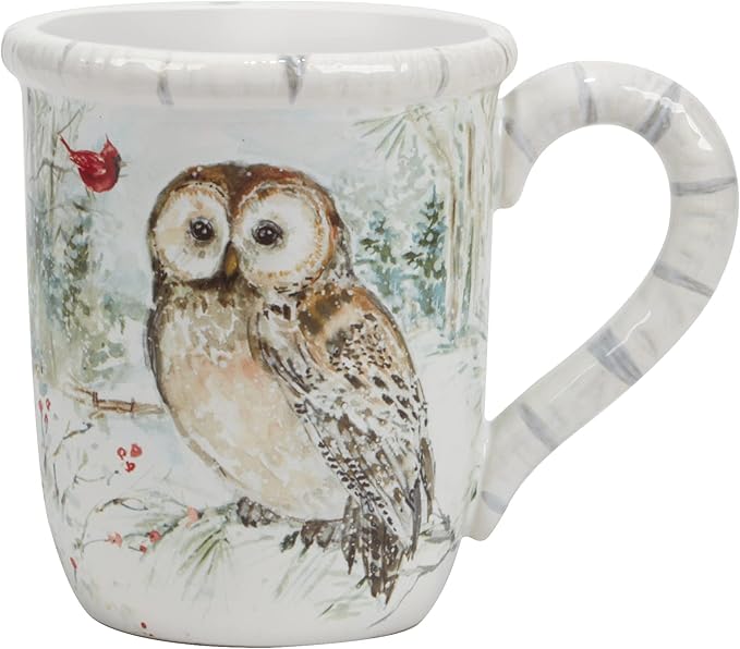 Winter’s Walk Set of 4 Ceramic Mugs – Enjoy hot cocoa, tea, or coffee in these delightful 16oz mugs adorned with foxes, owls, and raccoons, adding a touch of winter wonder to your mornings