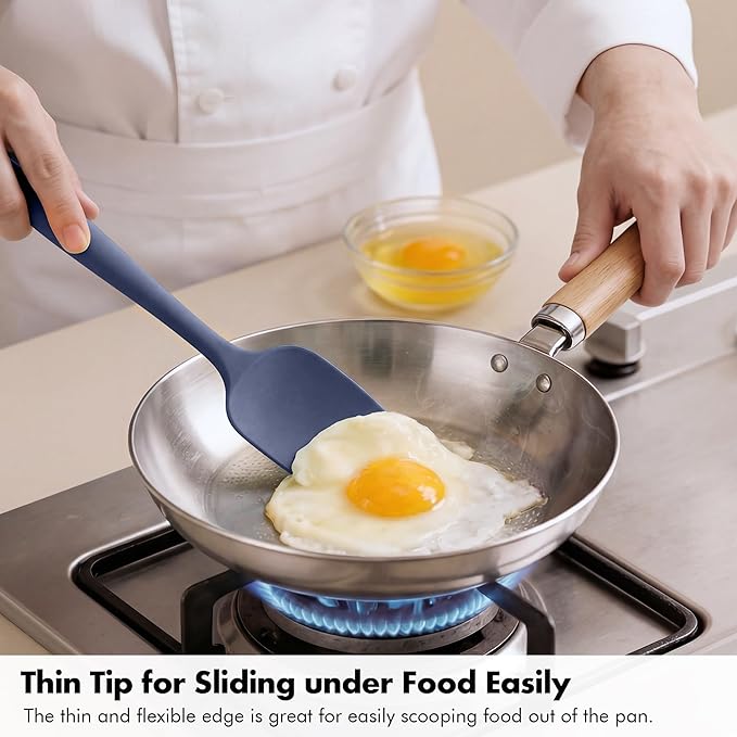Silicone Spoonula Set: 600ºF Heat Resistant Food Grade Cooking Baking Utensils, Kitchen Flexible Nonstick Rubber Pan Spoon Spatula for Mixing, Scrambling, Scooping (3 Pieces, Multicolor 4)