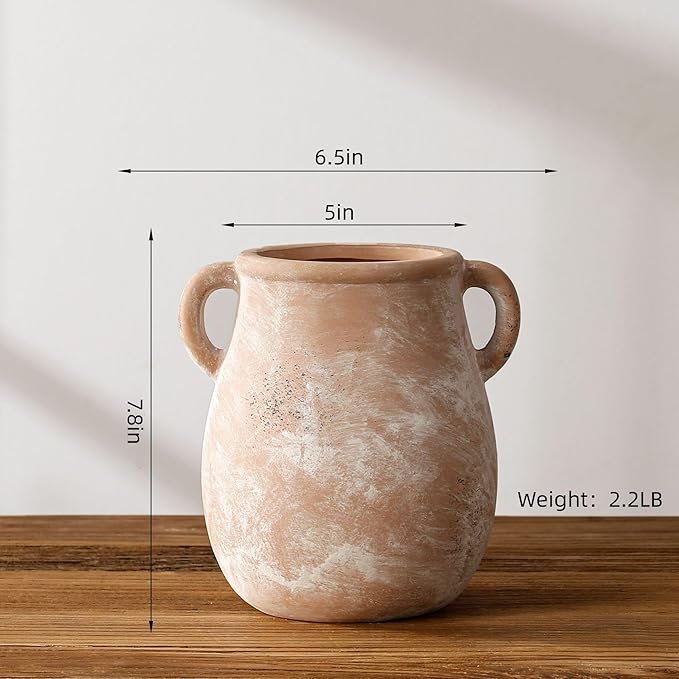 Rustic Kitchen Utensil Holder for Countertop, Ceramic Utensil Crock for Kitchen Counter,Farmhouse Spatula Organizer for Countertop, Vintage Crock Decor, Ideal Housewarming Gift (Brown)