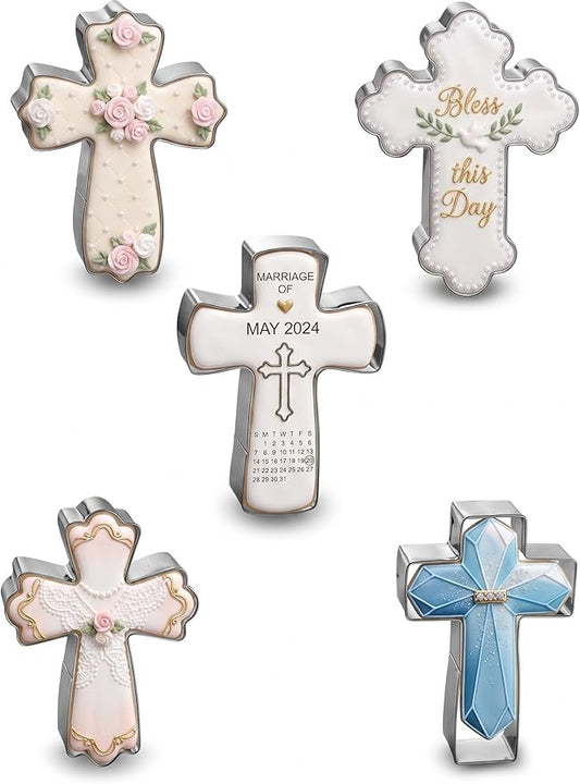 Cross Cookie Cutter 4 Inch Set -5 Pieces in Different Shapes Stainless Steel