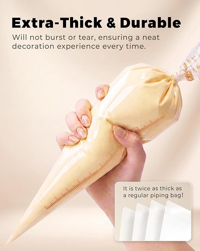 Bake Choice 18 Inch Piping Bags, 100PCS Thickened Disposable Pastry Bags, Large Capacity, Anti Burst Icing Bags for Cream Frosting, Non-slip Frosting Bags, Cake & Cookie Decorating Supplies