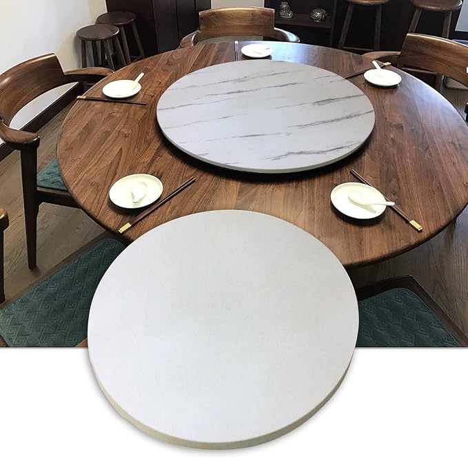 Large Wooden Turntable Round Dining Table Serving Plate - Ø50/60/70/80/90/100cm, 6 Colors Wooden Lazy Susan 360° Serving Tray For Rund Table, Good Touch, Easy To Clean (Color : White-A, Size : Ø60cm
