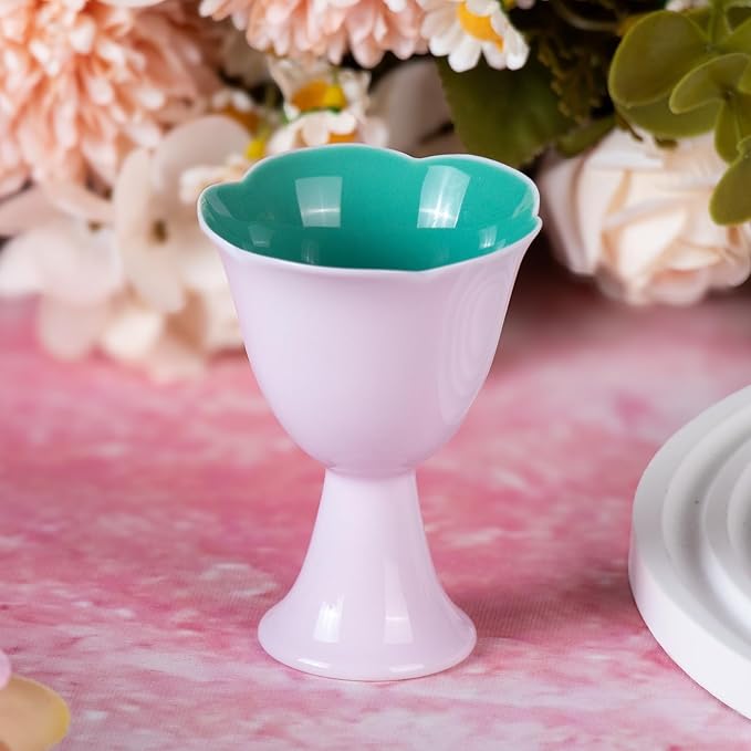 KAMMAK Ceramic Tea Cups Small, Cute Vintage Coffee Cup Set of 2, Porcelain Teacups Espresso Mug, 1.3oz Hand Painted Chinese Afternoon Tea Party Mugs, Birthday Gift for Women Men, Apricot Turquoise