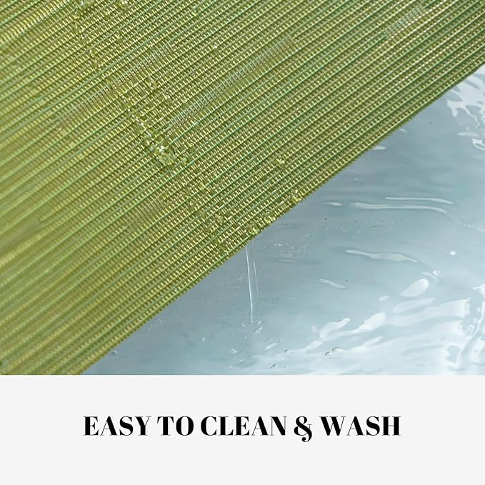 Placemats Set of 8 Vinyl/Plastic Woven Place Mats for Kitchen Table Indoor/Outdoor Washable Placemat Wipeable Dining Table Mats (Oliver Green,8)