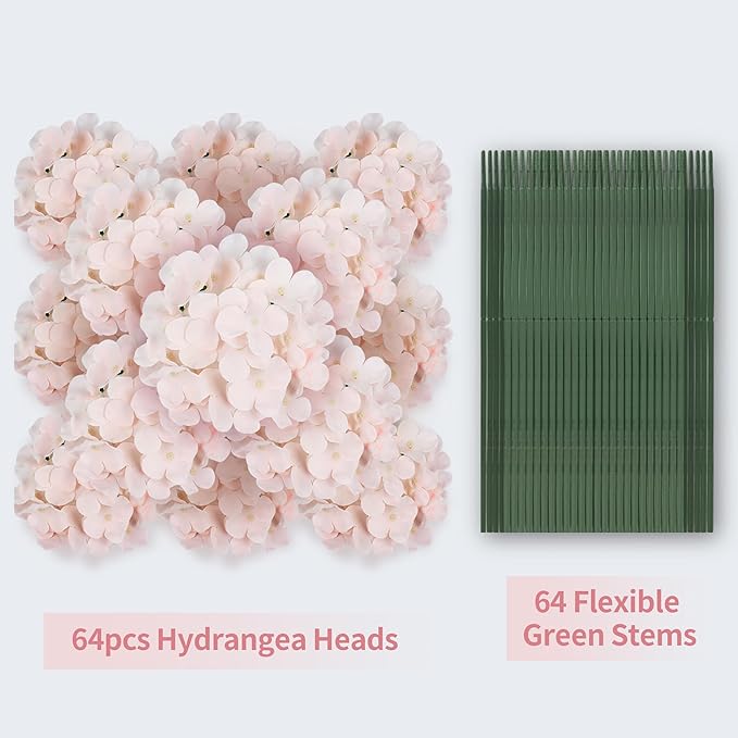 Artificial Hydrangea Flowers Bulk 40PCS with Stems Full Fluffy Silk Hydrangea Heads for DIY Floral Arrangements Home Decor Table Centerpieces Small Wedding Bouquets Party Decorations