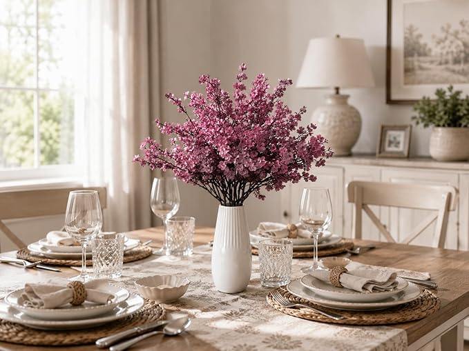 Mandy's Dusty Pink Artificial Baby’s Breath Flowers 6 Bundles Silk Gypsophila, 18.5 Inch European Style Modern Home Decor Centerpiece, Neutral Wedding Flower Arrangements