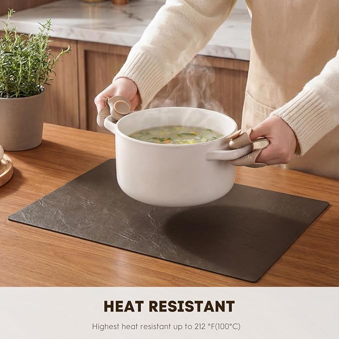 Artoid Mode Coffee Faux Leather Placemats Set of 8, 12x18 Inch Waterproof Wipeable Heat Resistant Vinyl Place Mats, Reversible Table Mats for Kitchen Dining Decor