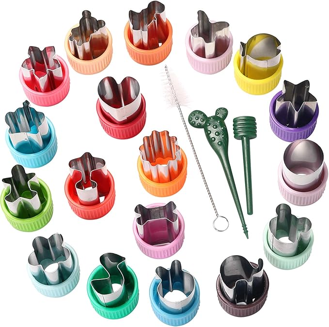 18 pcs Cookie Cutters Fruit Cutter Mini Sizes Set Vegetable Cutter Cookie Pastry Stamps Mold, Bento Lunch,Bread, Sandwich
