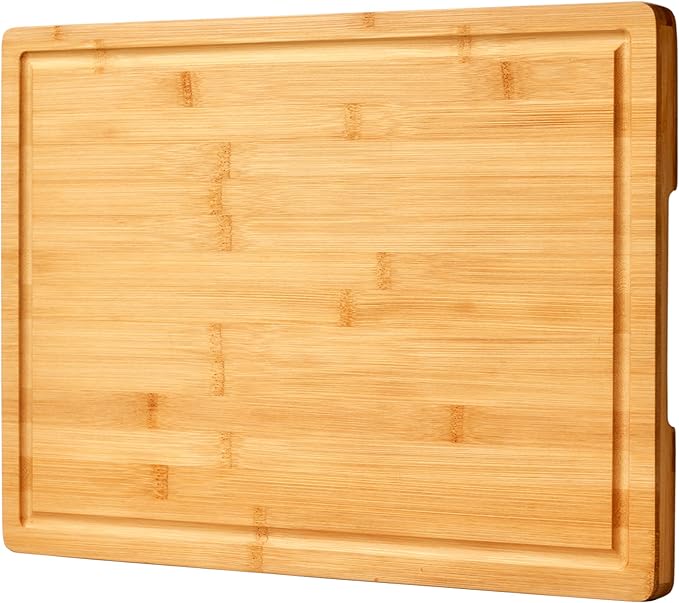 Allsum 20x14" Extra Large Bamboo Cutting Boards for Kitchen, XL Wood Charcuterie Boards Cheese Serving Tray with Side Handles and Juice Grooves, Solid Durable Reversible