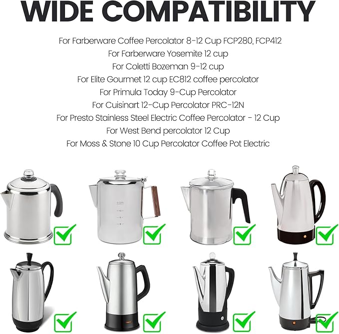 MIMORE Coffee Filters - 150 PCS Percolator Coffee Filters for Farberware 8-12 Cup, Presto 12 Cup, Coletti 9-12 Cup, Elite Gourmet EC812, Disposable Coffee Filter Unbleached for Cuisinart PRC-12N