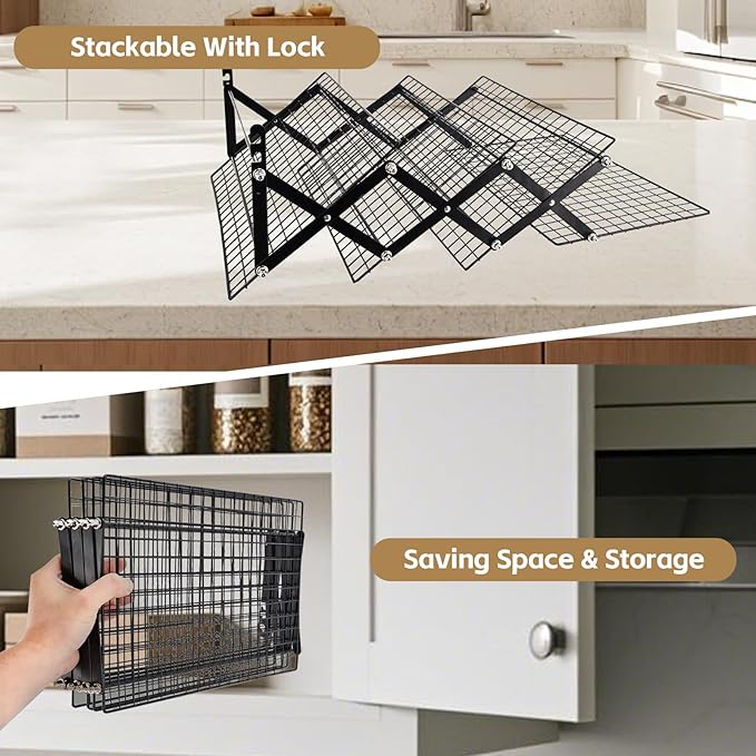 Cooling Racks for Cooking and Baking，2/3/4-Tier Upgraded Collapsible Cooling Rack，Adjustable 3 Setting Stackable Design，Nonstick Wire Rack for Baking，Roasting，Drying，Cookie，Cake，Muffins，Space Saving