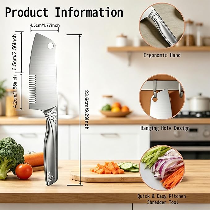 Stainless Steel Multi-Purpose Julienne Peeler, 2-in-1 Vegetable Julienne Slicer Blade, Quick & Easy Kitchen Multifunctional Shredder Cutter Tool for Fruit, Potatoes, Carrot, Green Onion (Large)