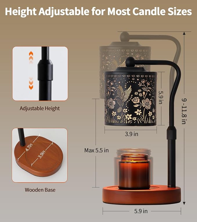 MEXISUE Candle Warmer Lamp with Timer, Bird Candle Warmer Lamp with Jar Candles,Wax Melt Warmer for Housewarming Gift, Birthday Mother's Day Valentines Gifts for Women,Mom,Sister,Bedroom Decor