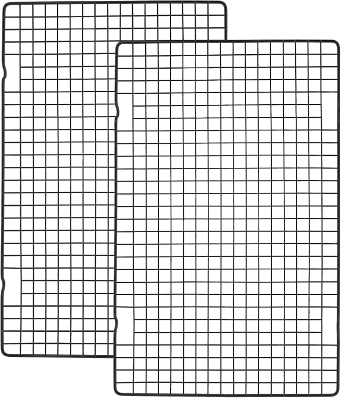 Tebery 2 Pack Black Heavy Duty Wire Cooking Rack Baking Racks, 16" x 10" Nonstick Baking & Cooling Grid for Roasting, Cooking, Grilling, Drying